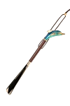 Pasotti Shoe horn Dolphin - Enameled brass handle with dolphin figurine. Wooden rod, ABS plastic end. Length: 50 cm. Country of manufacture: Italy. Care: specialized cleaning - photo 1