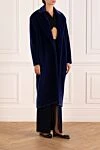 Fleur de Paris Women's blue long coat - 54% polyester, 46% rayon. Closure: buttons . two side pockets. Country of manufacture: Italy. Care: specialized cleaning - photo 3