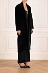 Fleur de Paris Women's black long coat - 54% polyester, 46% rayon. Closure: buttons . two side pockets. Country of manufacture: Italy. Care: specialized cleaning - photo 3