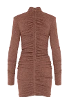 Brown knitted dress with drapery Fleur de Paris - drapery. 70% polyamide, 5% spandex, 25% metal. Closure: zipper. Country of manufacture: Italy. Care: specialized cleaning - photo 6