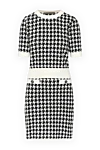 D.Exterior White women's costume with a goosefoot skirt - houndstooth pattern. 55% wool, 7% polyester, 38% viscose. Country of manufacture: Italy. Care: specialized cleaning - photo 1