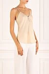 D.Exterior Women's beige top with lurex - lurex. 97% polyester, 3% elastane. Country of manufacture: Italy. Care: specialized cleaning - photo 3