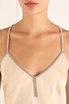 D.Exterior Women's beige top with lurex - lurex. 97% polyester, 3% elastane. Country of manufacture: Italy. Care: specialized cleaning - photo 5