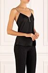 D.Exterior Women's top black with lurex - lurex. 97% polyester, 3% elastane. Country of manufacture: Italy. Care: specialized cleaning - photo 3