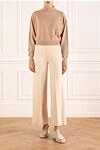 Women's wide beige pants D.Exterior - 80% wool, 12% polyester. Country of manufacture: Italy. Care: specialized cleaning - photo 2