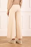 Women's wide beige pants D.Exterior - 80% wool, 12% polyester. Country of manufacture: Italy. Care: specialized cleaning - photo 4