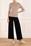 Women's wide black pants D.Exterior - 80% wool, 12% polyester. Country of manufacture: Italy. Care: specialized cleaning - photo 2