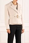 Balmain Women's beige jacket made of wool and cashmere - branded buttons. 90% wool, 10% cashmere. buttons, belt. two chest pockets. Country of manufacture: Italy. Care: specialized cleaning - photo 3