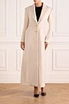 Women's stylish beige coat Balmain - branded buttons. 90% wool, 10% cashmere. buttons, . two side pockets, one chest pocket. Country of manufacture: Italy. Care: specialized cleaning - photo 2