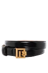 Balmain Women's black genuine leather belt with golden buckle - brand logo on the buckle. 100% genuine leather. buckle. Country of manufacture: Italy. Care: specialized cleaning - photo 1