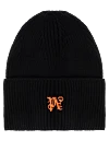 Palm Angels Black women's hat made of wool - brand logo . 100% wool. Country of manufacture: Italy. Care: specialized cleaning - photo 1