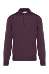 Brunello Cucinelli Поло з довгим рукавом чоловіче фіолетове - 70% кашемір, 30% шовк. гудзики. Країна виробник: Італія. Догляд: спеціалізоване чищення - фото 1