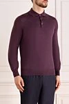 Brunello Cucinelli Поло з довгим рукавом чоловіче фіолетове - 70% кашемір, 30% шовк. гудзики. Країна виробник: Італія. Догляд: спеціалізоване чищення - фото 3