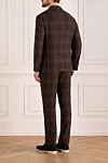 Костюм чоловічий коричневий у клітку Brunello Cucinelli - візерунок клітка. 80% вовна, 16% шовк, 4% кашемір. гудзик. дві бічні кишені, дві нагрудні кишені. Країна виробник: Італія. Догляд: спеціалізоване чищення - фото 4