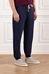 Brunello Cucinelli Темно-синие джоггеры мужские из чистого хлопка - 100% хлопок. пояс на шнурке. два боковых кармана, два задних кармана. Страна производитель: Италия. Уход: специализированная чистка - фото 3