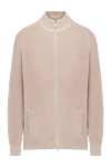 Brunello Cucinelli Cardigan for men beige with ribbing - ribbed. 100% cashmere. Closure: zipper. two side pockets. Country of manufacture: Italy. Care: specialized cleaning - photo 1