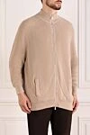 Brunello Cucinelli Cardigan for men beige with ribbing - ribbed. 100% cashmere. Closure: zipper. two side pockets. Country of manufacture: Italy. Care: specialized cleaning - photo 3