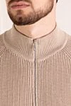 Brunello Cucinelli Cardigan for men beige with ribbing - ribbed. 100% cashmere. Closure: zipper. two side pockets. Country of manufacture: Italy. Care: specialized cleaning - photo 5