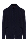 Brunello Cucinelli Cardigan for men blue with a pattern - braid pattern. 100% cashmere. Closure: zipper. two side pockets. Country of manufacture: Italy. Care: specialized cleaning - photo 1
