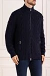 Brunello Cucinelli Cardigan for men blue with a pattern - braid pattern. 100% cashmere. Closure: zipper. two side pockets. Country of manufacture: Italy. Care: specialized cleaning - photo 3