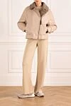 Leather jacket with fur for women beige Brunello Cucinelli - asymmetrical design. 100% genuine leather. Closure: zipper. two side pockets. Insulation: fur. Country of manufacture: Italy. Care: specialized cleaning - photo 2