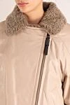 Brunello Cucinelli Leather jacket with fur for women beige - asymmetrical design. 100% genuine leather. Closure: zipper. two side pockets. Insulation: fur. Country of manufacture: Italy. Care: specialized cleaning - photo 5