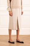Brunello Cucinelli Beige wool skirt with slit - 100% wool. Country of manufacture: Italy. Care: specialized cleaning - photo 3