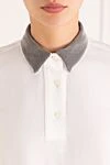 Brunello Cucinelli Women's white polo with contrasting collar - contrast collar. 100% cotton . Closure: buttons. Country of manufacture: Italy. Care: specialized cleaning - photo 5