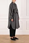 Brunello Cucinelli Тренч из кашемира женский серый с поясом - 100% кашемир. пуговицы, пояс. два боковых кармана. Страна производитель: Италия. Уход: специализированная чистка - фото 3