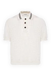 Brunello Cucinelli Cashmere mesh polo white women's - stripes on the collar, mesh. 100% cashmere. Closure: contrast buttons. Country of manufacture: Italy. Care: specialized cleaning - photo 1
