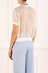 Cashmere mesh polo white women's Brunello Cucinelli - stripes on the collar, mesh. 100% cashmere. Closure: contrast buttons. Country of manufacture: Italy. Care: specialized cleaning - photo 4