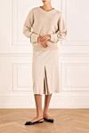 Cashmere beige jumper with decorative cuffs for women Brunello Cucinelli - contrast edging. 100% cashmere. Country of manufacture: Italy. Care: specialized cleaning - photo 2