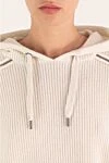 Brunello Cucinelli Hoodie for women white with a hood - ribbed. hood. 100% cotton. Closure: drawstring. Country of manufacture: Italy. Care: specialized cleaning - photo 5