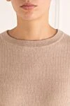 Brunello Cucinelli Платье трикотажное бежевое в рубчик - узор рубчик. 50% хлопок, 50% альпака. Страна производитель: Италия. Уход: специализированная чистка - фото 5