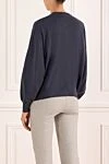 Women's blue striped cashmere cardigan Brunello Cucinelli - stripe pattern. 100% cashmere. Closure: buttons. Country of manufacture: Italy. Care: specialized cleaning - photo 4