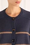Brunello Cucinelli Women's blue striped cashmere cardigan - stripe pattern. 100% cashmere. Closure: buttons. Country of manufacture: Italy. Care: specialized cleaning - photo 5