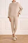 Cashmere walking suit with high collar beige women's Brunello Cucinelli - 100% cashmere. two side pockets. Country of manufacture: Italy. Care: specialized cleaning - photo 2