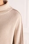 Brunello Cucinelli Cashmere walking suit with high collar beige women's - 100% cashmere. two side pockets. Country of manufacture: Italy. Care: specialized cleaning - photo 5