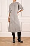 Свободное платье с коротким рукавом серое трикотажное Brunello Cucinelli - вязаный узор. 60% шерсть, 10% шелк, 30% кашемир. Страна производитель: Италия. Уход: специализированная чистка - фото 2