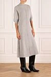 Brunello Cucinelli Свободное платье с коротким рукавом серое трикотажное - вязаный узор. 60% шерсть, 10% шелк, 30% кашемир. Страна производитель: Италия. Уход: специализированная чистка - фото 3