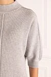 Brunello Cucinelli Свободное платье с коротким рукавом серое трикотажное - вязаный узор. 60% шерсть, 10% шелк, 30% кашемир. Страна производитель: Италия. Уход: специализированная чистка - фото 5
