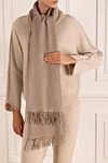 Women's scarf with fringed silk brown Brunello Cucinelli - fringe. 100% silk. Country of manufacture: Italy. Care: specialized cleaning - photo 2
