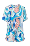 Rocco Ragni Women's blue summer suit with shorts - graphic pattern. 100% viscose. Country of manufacture: Italy. Care: specialized cleaning - photo 1