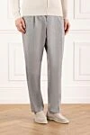 Brunello Cucinelli Men's gray trousers with wool tie - tucks. 100% wool. Closure: drawstring, zipper. two side pockets, two back pockets. Country of manufacture: Italy. Care: specialized cleaning - photo 3