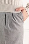 Brunello Cucinelli Men's gray trousers with wool tie - tucks. 100% wool. Closure: drawstring, zipper. two side pockets, two back pockets. Country of manufacture: Italy. Care: specialized cleaning - photo 5