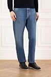 Brunello Cucinelli Чоловічі джинси Stonewash зі складками на колінах сині - Stonewash. 100% бавовна. блискавка, гудзик. дві бічні кишені, дві задні. Країна виробник: Італія. Догляд: спеціалізоване чищення - фото 3