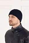 Шапка чоловіча в'язана з кашеміру синього кольору. Brunello Cucinelli - у рубчик. 100% кашемір. Країна виробник: Італія. Догляд: спеціалізоване чищення - фото 2