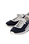 Brunello Cucinelli Men's blue suede sneakers with white inserts - contrast sole, logo on the heel. 100% suede. Closure: laces. Country of manufacture: Italy. Care: specialized cleaning - photo 5