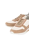 Brunello Cucinelli Кроссовки мужские белые из кожи и замши. - логотип на пятке. 50% натуральная кожа, 50% замша. шнурки. Страна производитель: Италия. Уход: специализированная чистка - фото 5