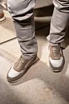 Brunello Cucinelli Кроссовки мужские белые из кожи и замши. - логотип на пятке. 50% натуральная кожа, 50% замша. шнурки. Страна производитель: Италия. Уход: специализированная чистка - фото 7